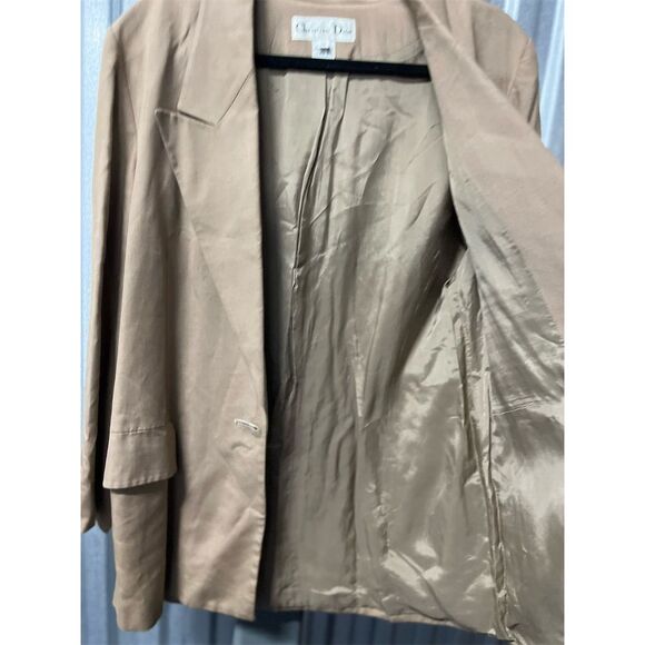 Christian Dior Blazer Women's 12 Tan Coat Jacket Notched Collar - Picture 11 of 11